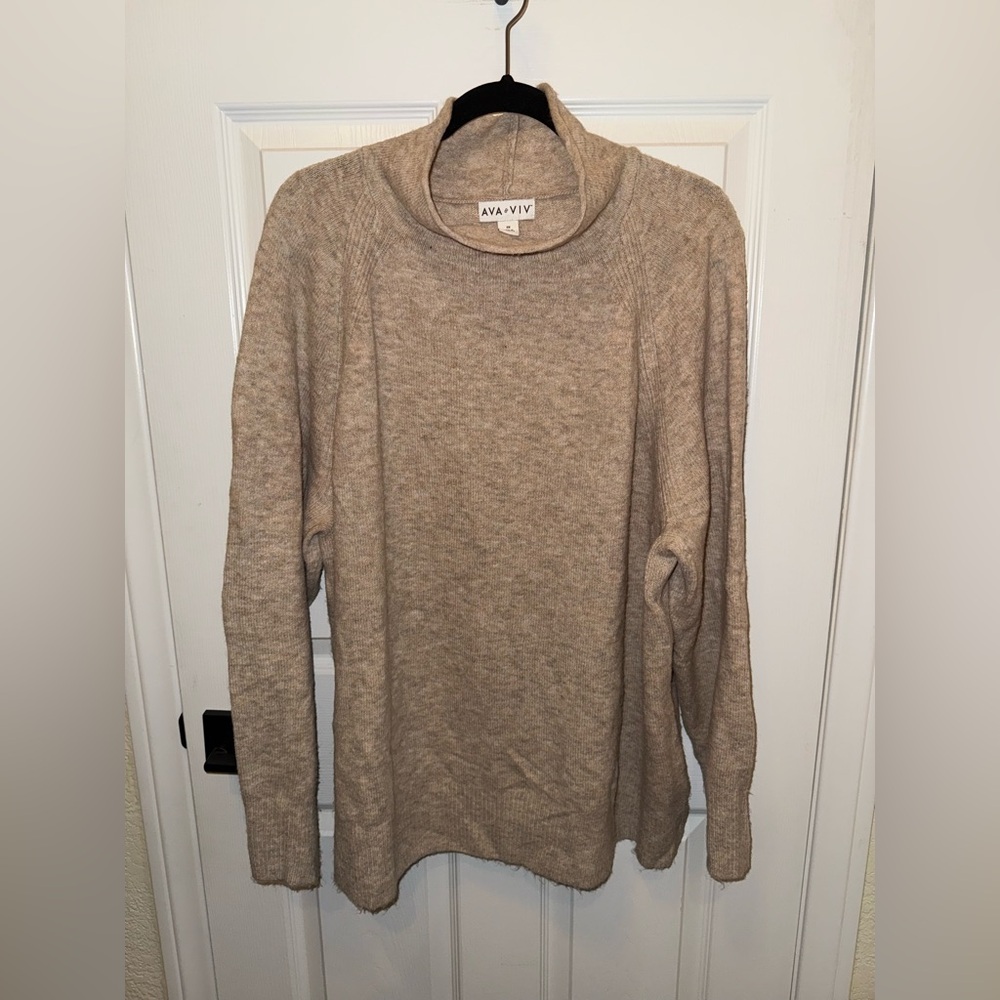 Ava & Viv Women's Cowl Neck Sweater in Beige